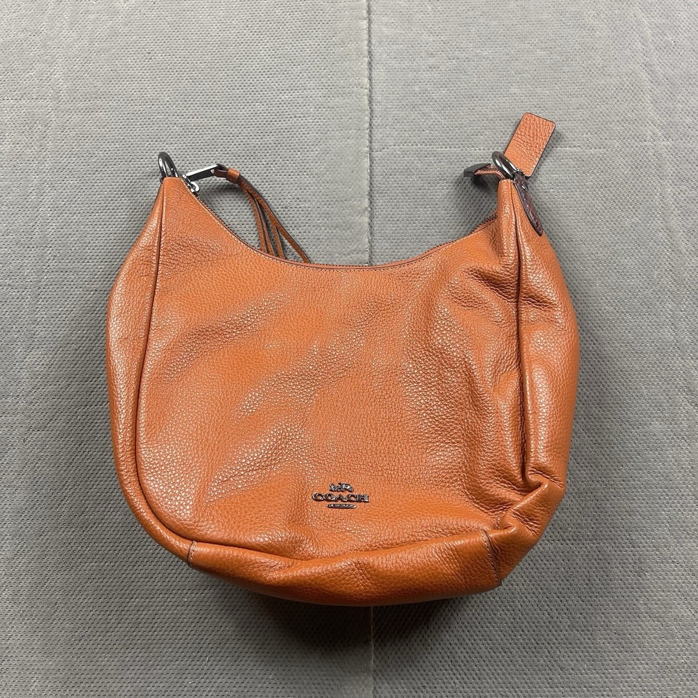 Coach Pebbled Leather Jules Hobo Shoulder Bag Silver Hardware CC756 Sunset Brown
